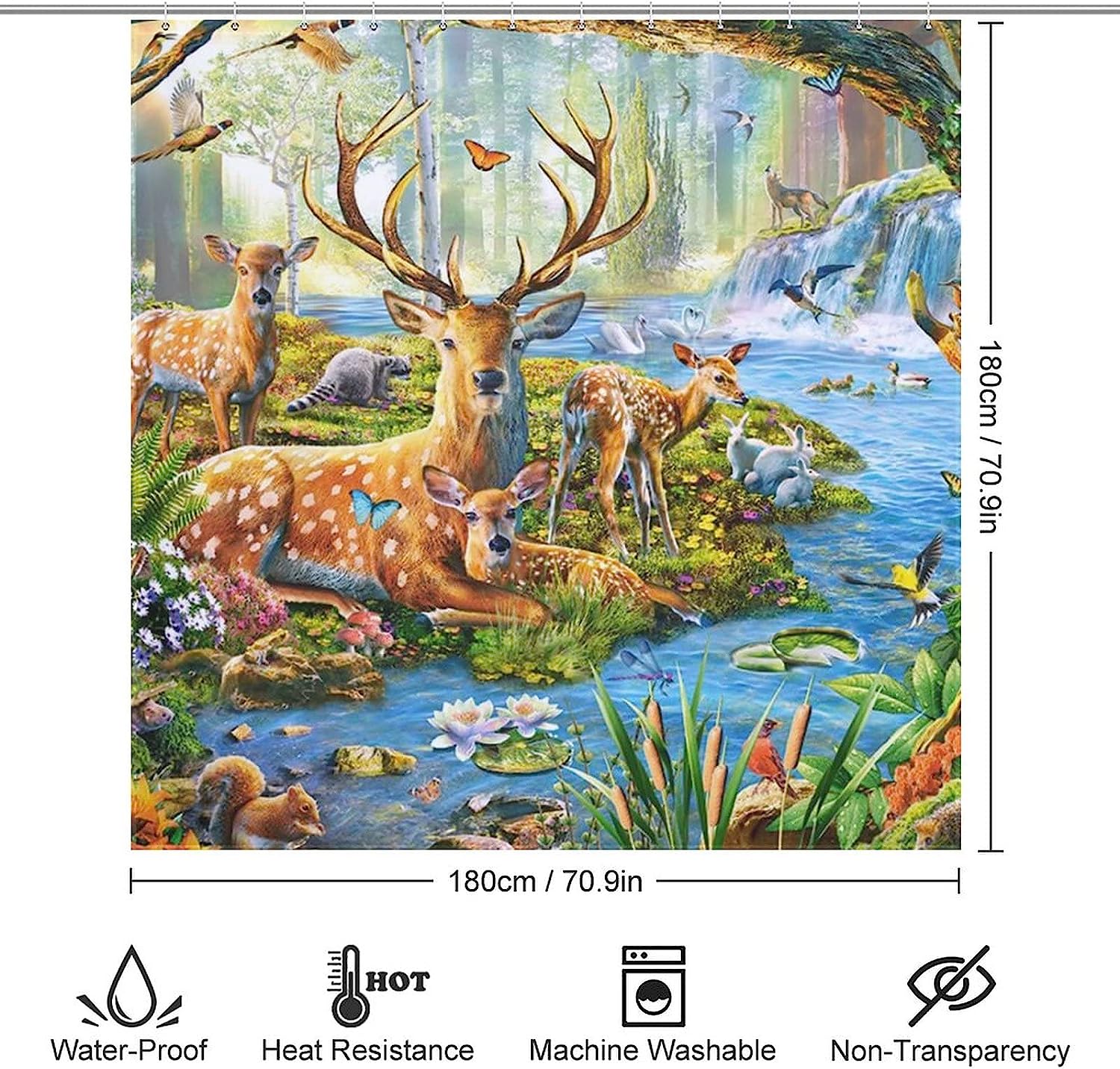 Waterproof Deer Shower Curtain For A Rustic-Chic Bathroom - Image 2