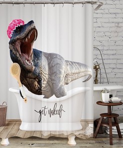 Waterproof Dino Monster Bathtub Curtain For Kids Bathroom