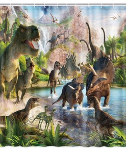 Waterproof Dinosaurs Fabric Shower Curtain For Wildlife Lovers
