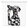 Waterproof Dog Black and White Humor Shower Fabric with 12 Hooks