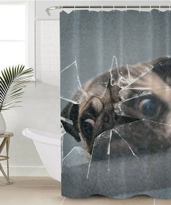 Waterproof Dog Shower Curtain, Cute Animal Bathroom Decor