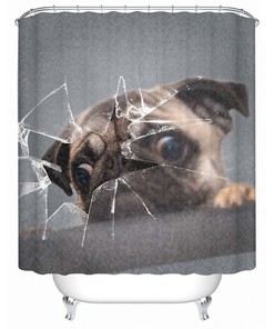Waterproof Dog Shower Curtain, Cute Animal Bathroom Decor