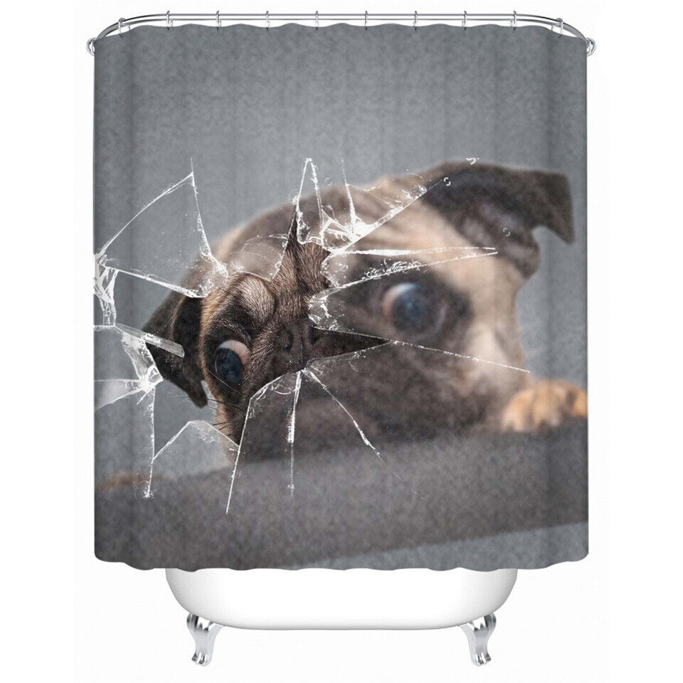 Waterproof Dog Shower Curtain, Cute Animal Bathroom Decor