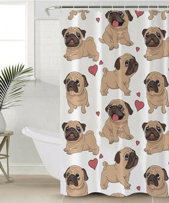 Waterproof Dog Shower Curtain, Cute Bathroom Print