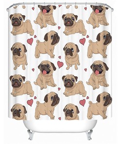 Waterproof Dog Shower Curtain, Cute Bathroom Print