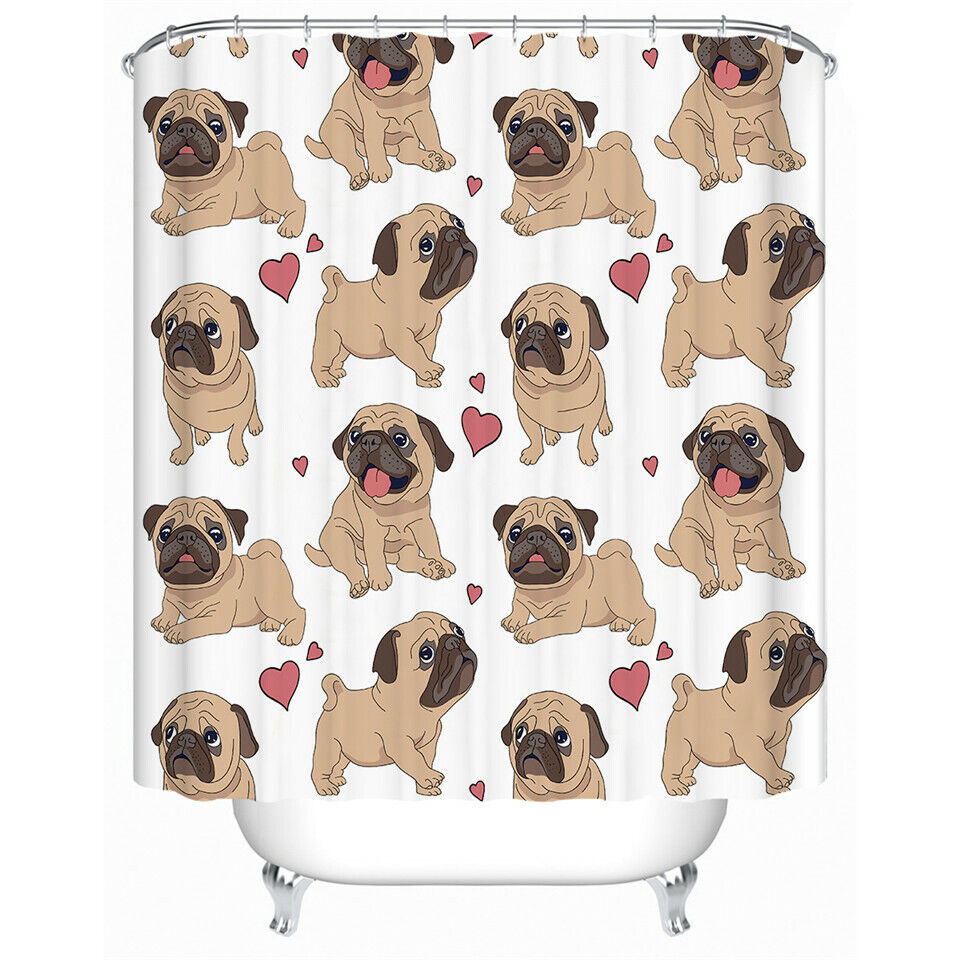 Waterproof Dog Shower Curtain, Cute Bathroom Print