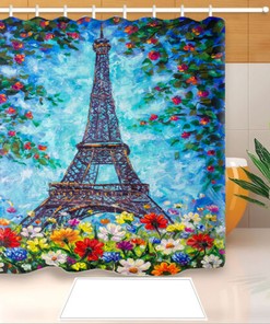 Waterproof Eiffel Tower Bath Curtain For Bathroom Decor
