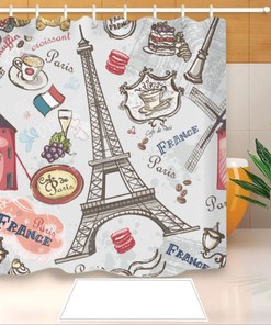 Waterproof Eiffel Tower Bath Curtain For Bathroom Decor