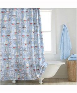 Waterproof European Style Marine Shower Curtain with Blue Starfish