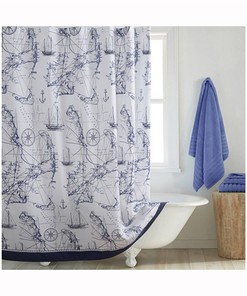 Waterproof European Style Marine Shower Curtain with Blue Starfish