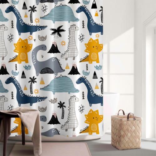 Waterproof Extra Wide Cartoon Dinosaurs Kids Bath Shower Curtain