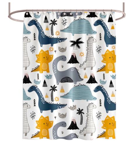 Waterproof Extra Wide Cartoon Dinosaurs Kids Bath Shower Curtain - Image 2