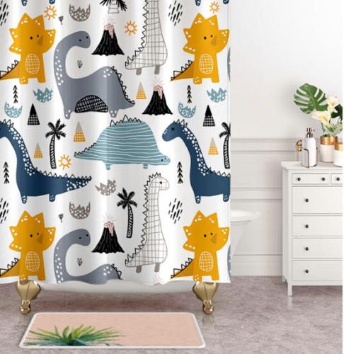 Waterproof Extra Wide Cartoon Dinosaurs Kids Bath Shower Curtain - Image 3