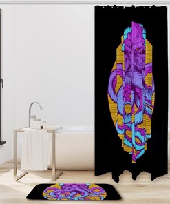 Waterproof Fabric Animal Print Octopus Shower Curtain for Bathroom Decor