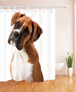 Waterproof Fabric Animals Bathroom Decors Boxer Dog Pet Shower Curtain
