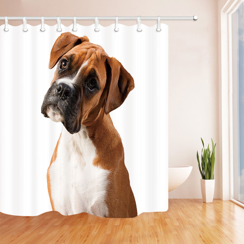 Waterproof Fabric Animals Bathroom Decors Boxer Dog Pet Shower Curtain