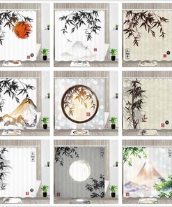 Waterproof Fabric Bamboo Sun Asian Art Mount Fuji Japan Shower Curtain For Your Bathroom