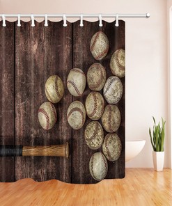 Waterproof Fabric Baseball Bat Shower Curtain, Ideal For Sports Bathroom Decor