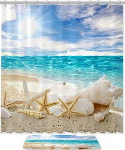 Waterproof Fabric Beach Starfish Seashell Shower Curtain For A Durable Bathroom Upgrade