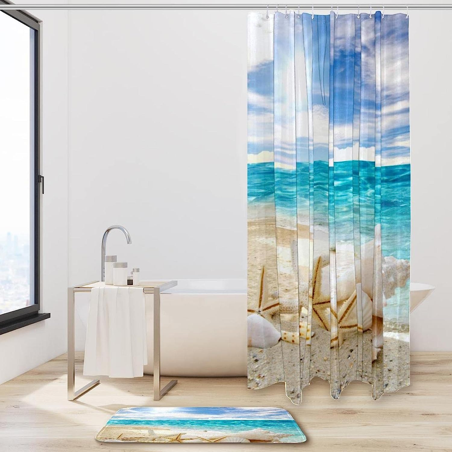 Waterproof Fabric Beach Starfish Seashell Shower Curtain For A Durable Bathroom Upgrade - Image 2