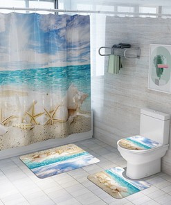 Waterproof Fabric Beach Starfish Shell Shower Curtain For A Durable Bathroom Decor