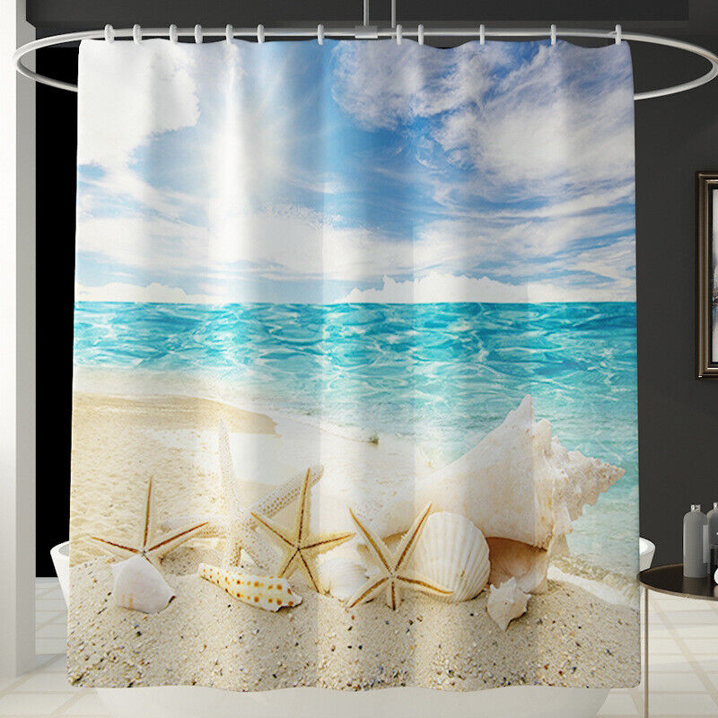 Waterproof Fabric Beach Starfish Shell Shower Curtain For A Durable Bathroom Decor - Image 2