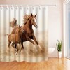 Waterproof Fabric Brown Horses Shower Curtain For Bathroom Decor