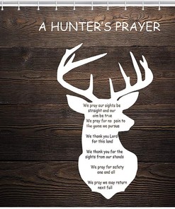 Waterproof Fabric Camper Deer Elk Hunter Shower Curtain, Perfect For Adding A Touch Of Wilderness To Your Bathroom Decor