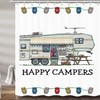 Waterproof Fabric Decors Camping Caravan Shower Curtain Camper Travel Bathroom Decor