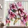 Waterproof Fabric Hummingbird and Flowers Shower Curtain for Modern Bathroom