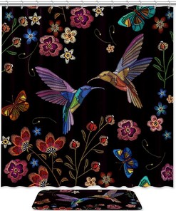 Waterproof Fabric Hummingbirds Shower Curtain For Beautiful Bathroom Decor