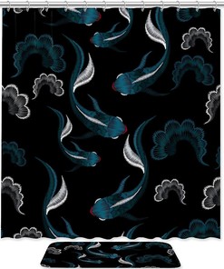 Waterproof Fabric Koi Fish Shower Curtain for Any Bathroom Decor