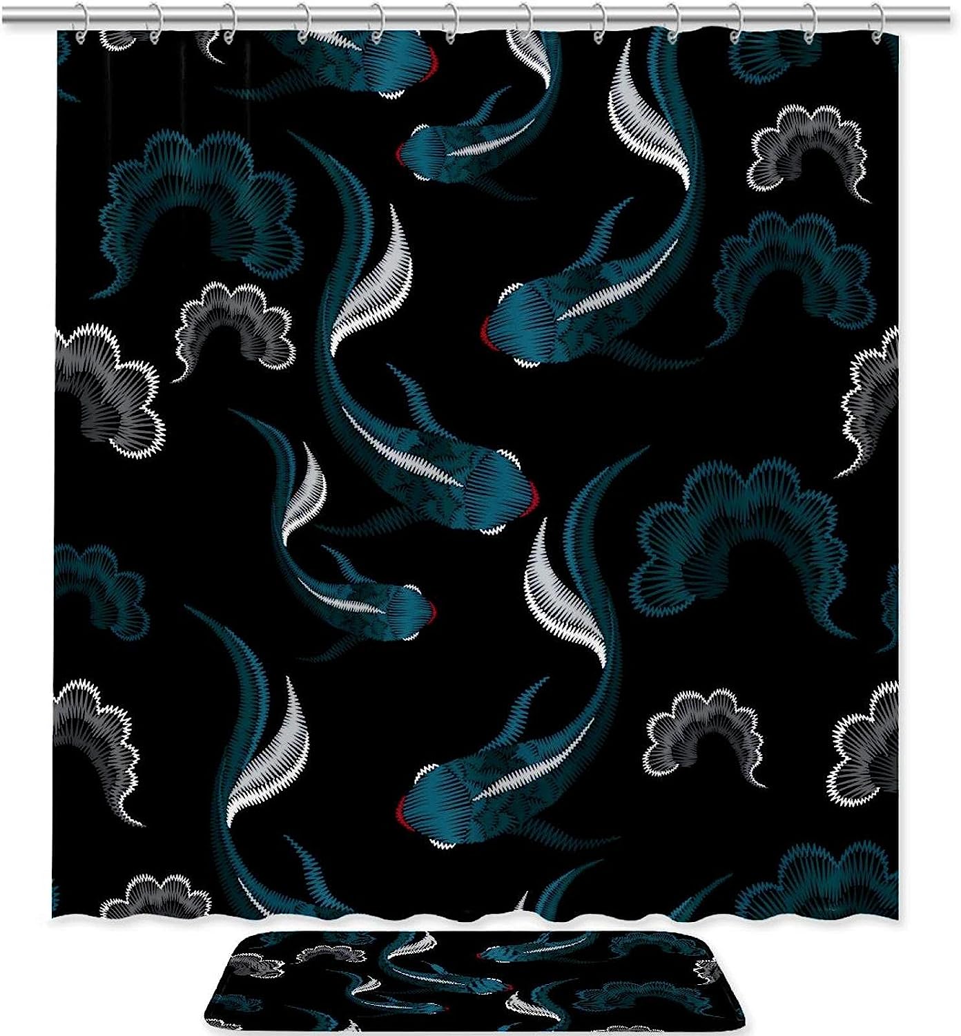 Waterproof Fabric Koi Fish Shower Curtain for Any Bathroom Decor