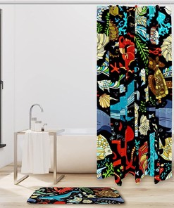 Waterproof Fabric Octopus Whale Ocean Print Shower Curtain for Bathroom