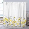 Waterproof Fabric Rustic Yellow Gray Leaves Bath Curtain with Leaf Prints for Bathroom Decor