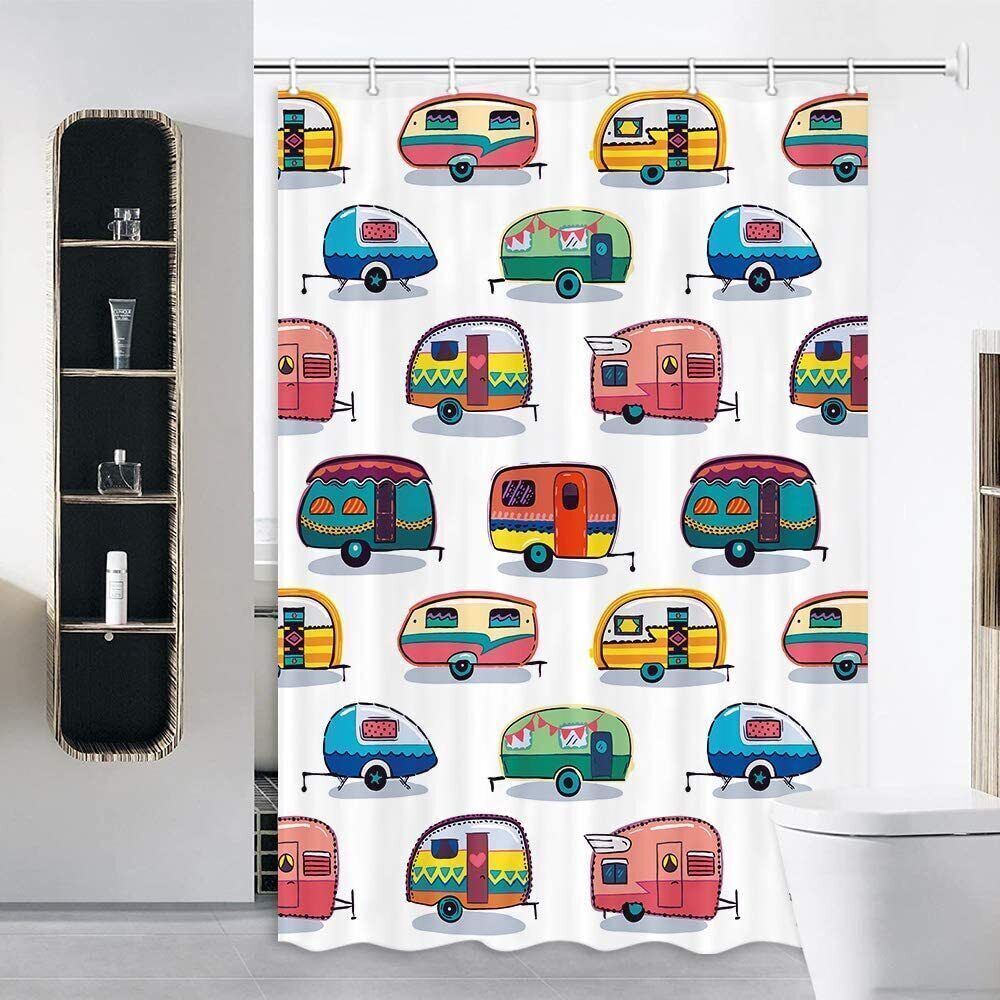 Waterproof Fabric Shower Curtain For Small Camper Bathrooms - Image 2