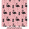 Waterproof Fabric Shower Curtain In Pink Flamingo Stripe Design, Perfect Bathroom Decor For Animal Lovers