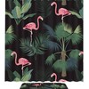 Waterproof Fabric Shower Curtain In Tropical Leaves Design With A Splash Of Pink Flamingo, Perfect Bathroom Decor