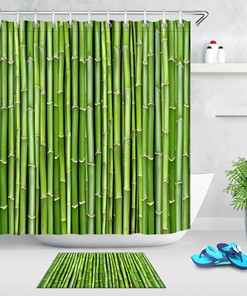 Waterproof Fabric Shower Curtain - Sprout Bamboo Forest Background 
