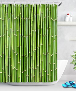 Waterproof Fabric Shower Curtain - Sprout Bamboo Forest Background