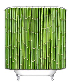Waterproof Fabric Shower Curtain - Sprout Bamboo Forest Background