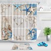 Waterproof Fabric Shower Curtain With Collage Of Summer Seashells For Bathroom