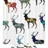 Waterproof Fabric Shower Curtain With Colorful Deer Graffiti Print, Wonderful Bath Decor Accessory