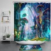 Waterproof Fabric Shower Curtain With Fairytale Magic Planet Giant Mushrooms Design