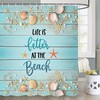 Waterproof Fabric Shower Curtain with Seashell and Starfish Design for Summer Beach Bathroom Decor