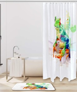 Waterproof Fabric Shower Curtain with Watercolor Red-Eyed Green Tree Frog for Nature-inspired Bathroom Decor