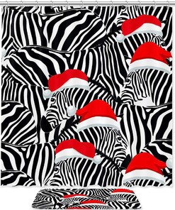 Waterproof Fabric Zebra Print Shower Curtain for Durable Bathroom Design