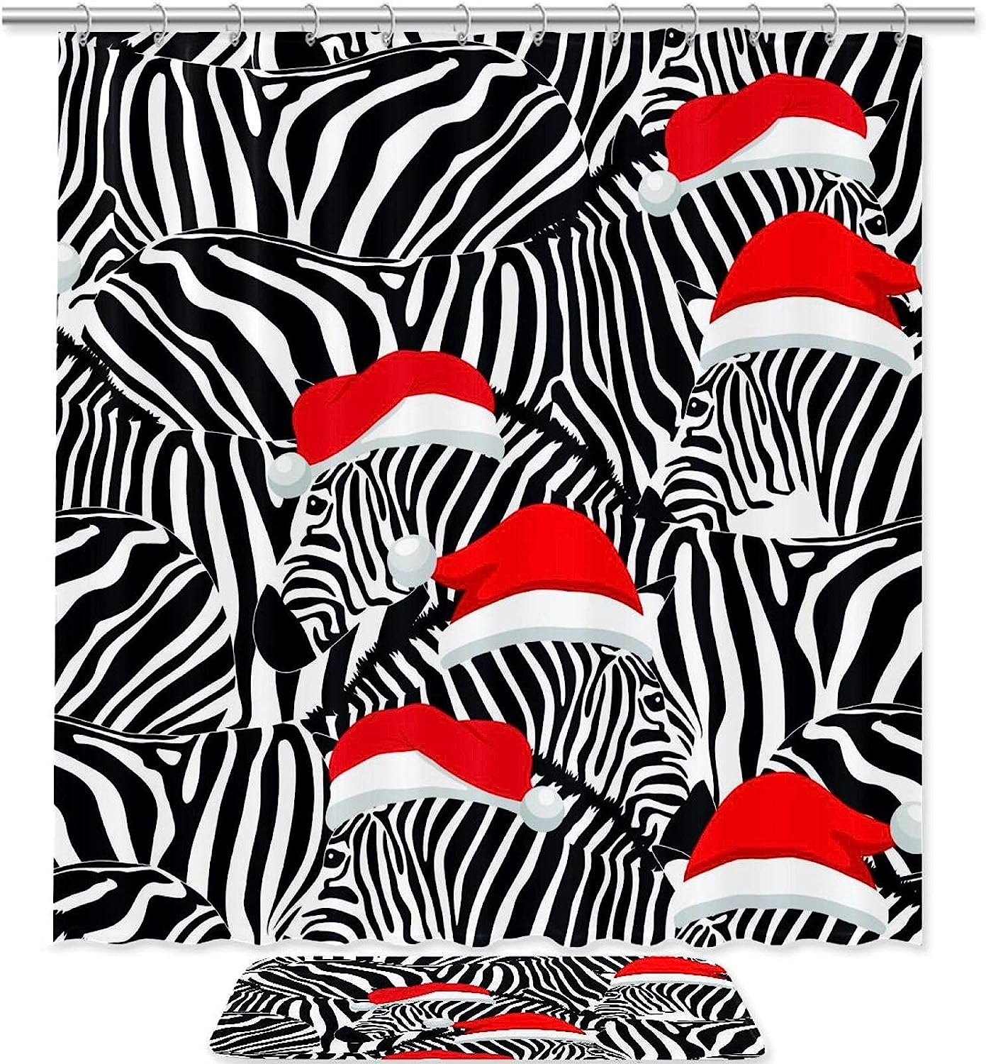 Waterproof Fabric Zebra Print Shower Curtain for Durable Bathroom Design