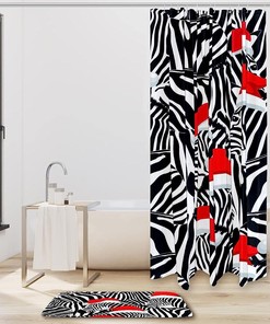 Waterproof Fabric Zebra Print Shower Curtain for Durable Bathroom Design
