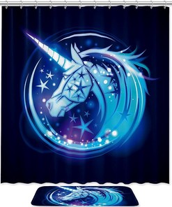 Waterproof Fabric and Beautifully Designed Magic Unicorn Shower Curtain - Transform Your Bathroom into a Wonderland. 